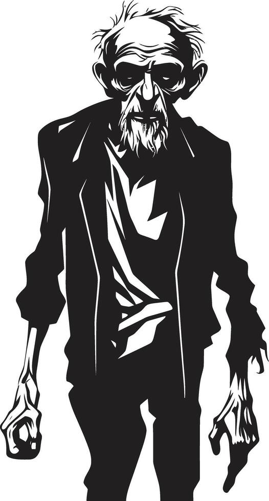 spektral- fader svart logotyp design med en skrämmande zombie man ikon zombie zephyr ikoniska vektor symbol uttrycker de skrämmande närvaro av en skrämmande zombie i svart