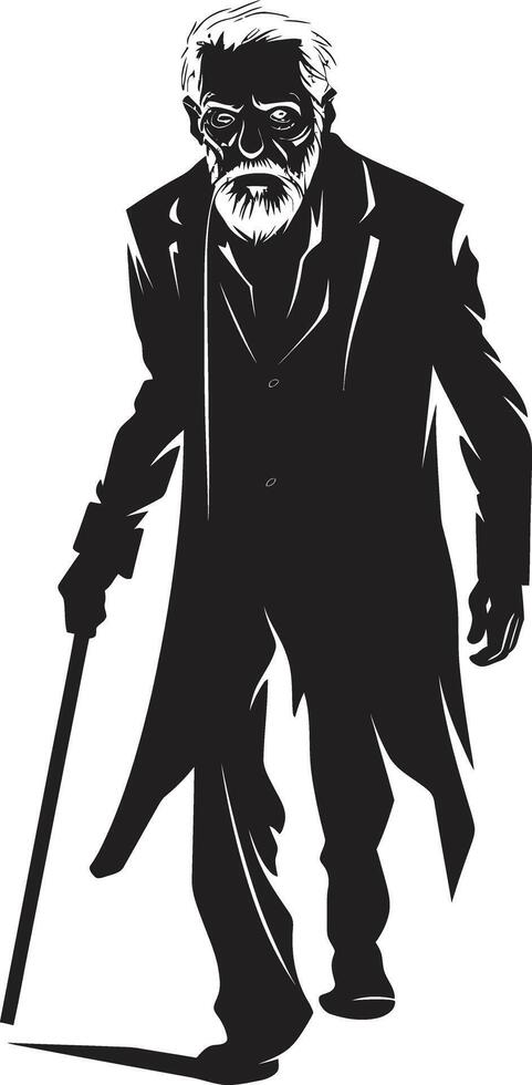 spektral Vater Vektor Symbol ausdrücken das gespenstisch Gegenwart von ein Alten Zombie im schwarz Zombie Zephyr schwarz Symbol bedeuten das Grusel von ein unheimlich alt Mann