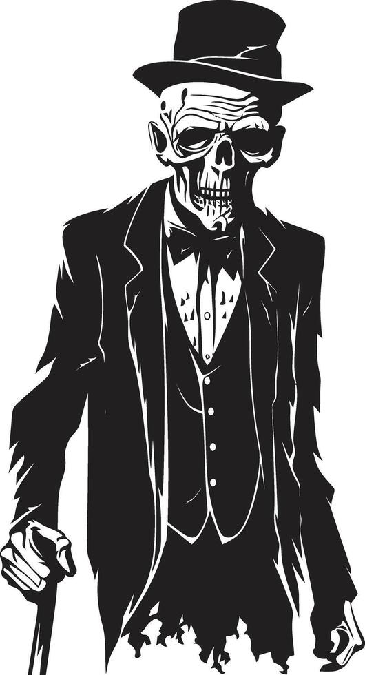 Zombie Zephyr schwarz Symbol bedeuten das Grusel von ein unheimlich alt Mann Untote Aufruhr dynamisch Vektor Logo Design mit ein erschreckend Zombie