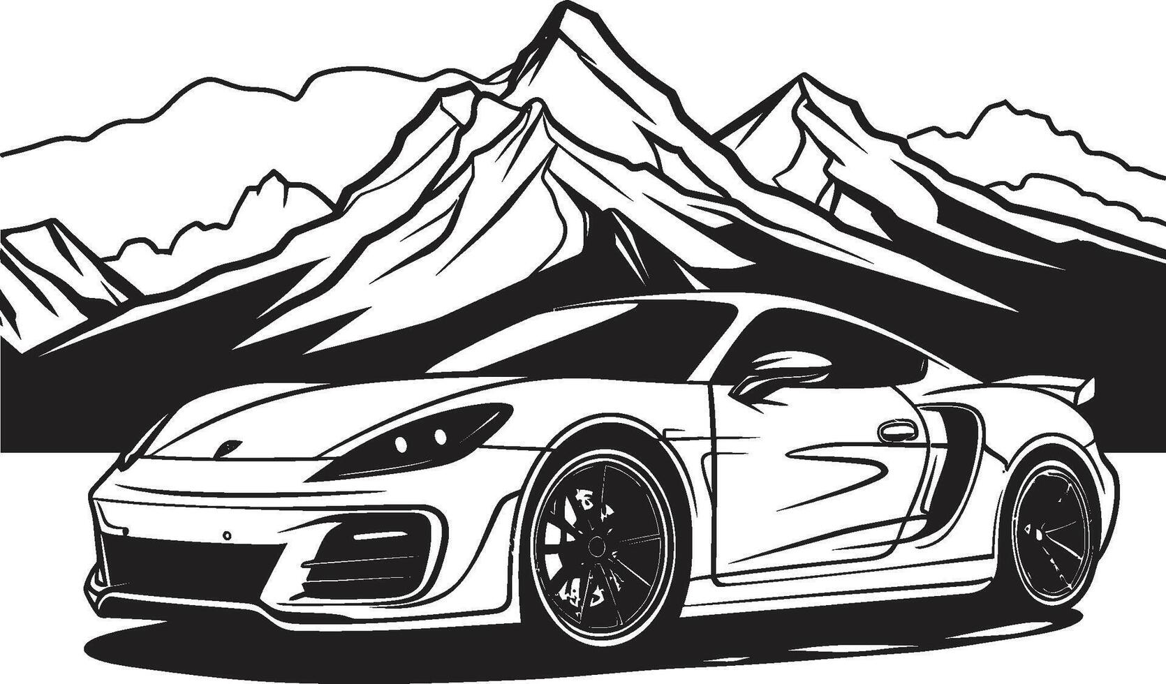 alpina apex ikoniska vektor symbol av en sporter bil navigerande berg vägar i svart bergsrygg rumble elegant svart logotyp med ikoniska sporter bil erövrande de berg