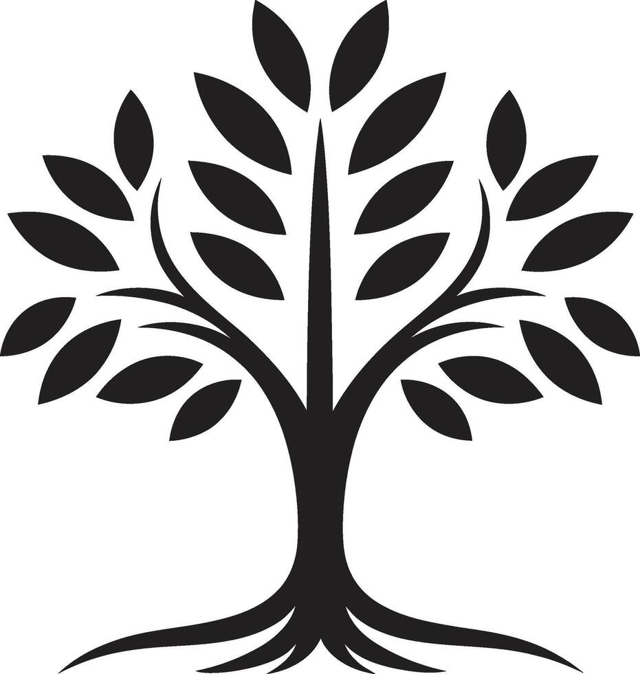 lummig engagemang dynamisk svart logotyp design för grön initiativ silhouetted ungt träd ikoniska vektor träd plantage symbol i svart