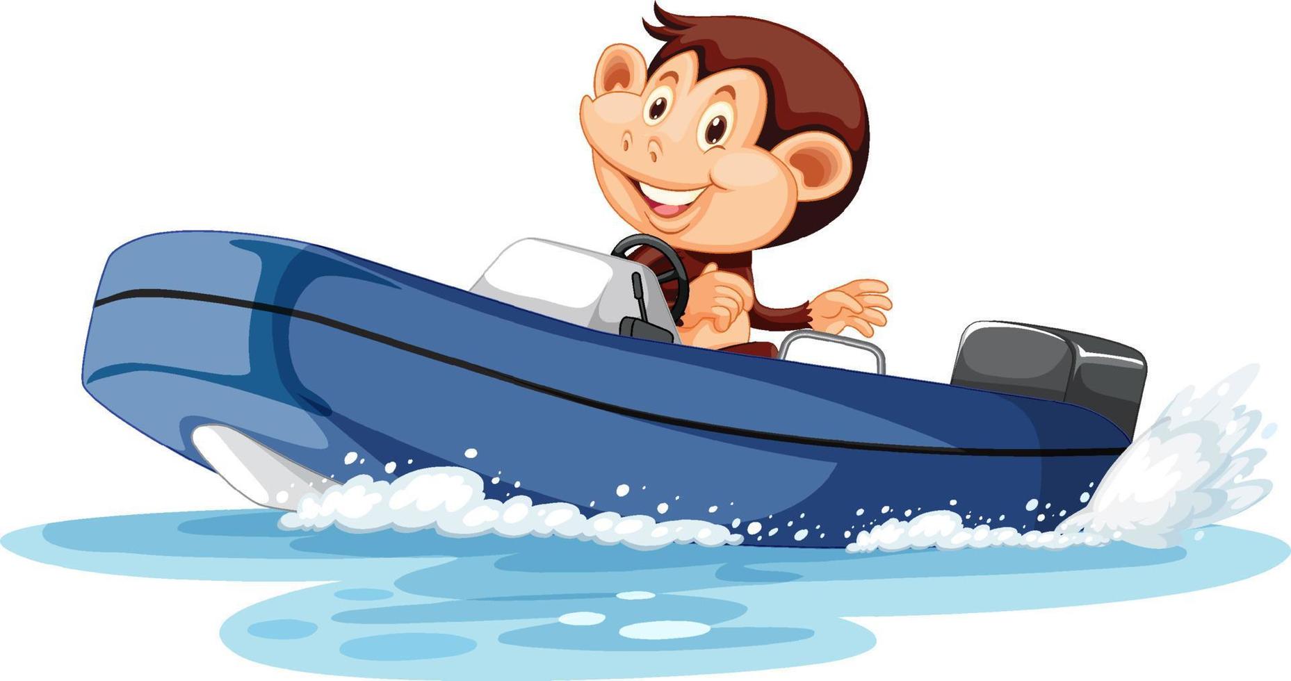süßer Affe, der Boot fährt vektor
