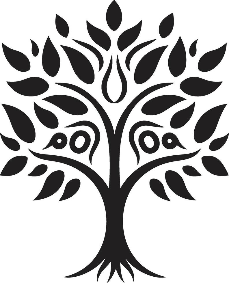 Wald Wächter glatt schwarz Logo Design mit Baum Plantage Symbol verwurzelt Elastizität Vektor Symbol von Baum Plantage im schwarz