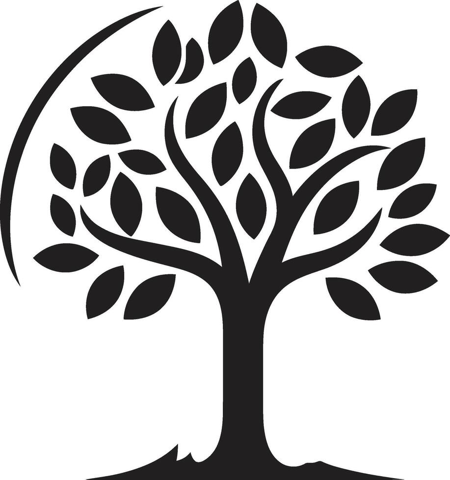 silhouetted ungt träd ikoniska vektor logotyp för träd plantage skog väktare elegant svart ikon design med träd symbol