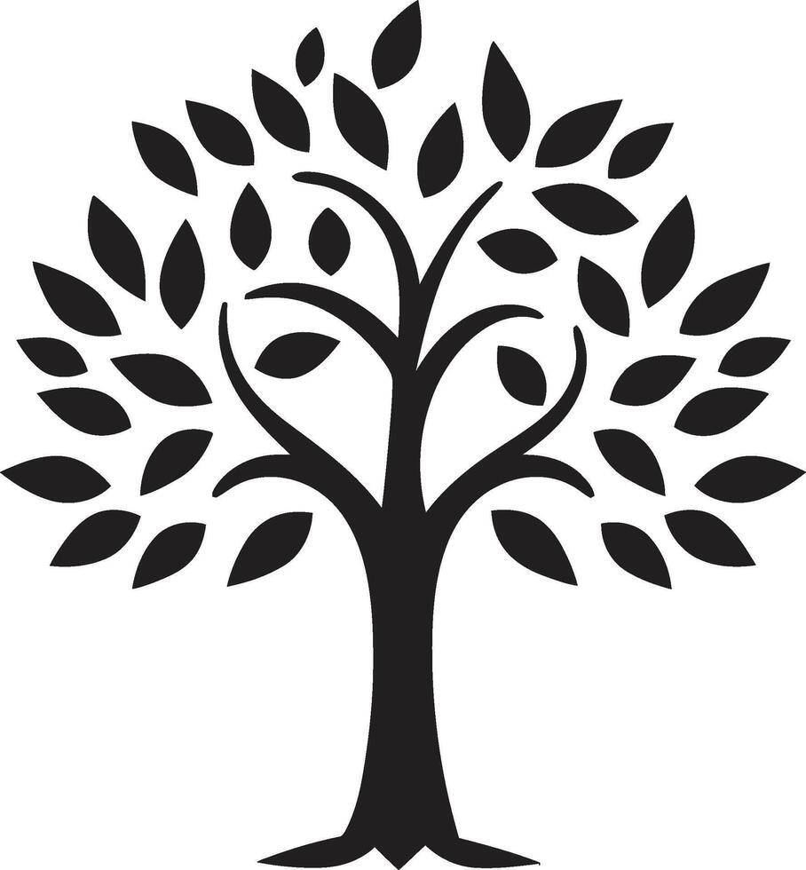 Naturen Kennzeichen schwarz Logo mit Vektor Baum Plantage Symbol belaubt Engagement dynamisch schwarz Design zum Grün Initiativen