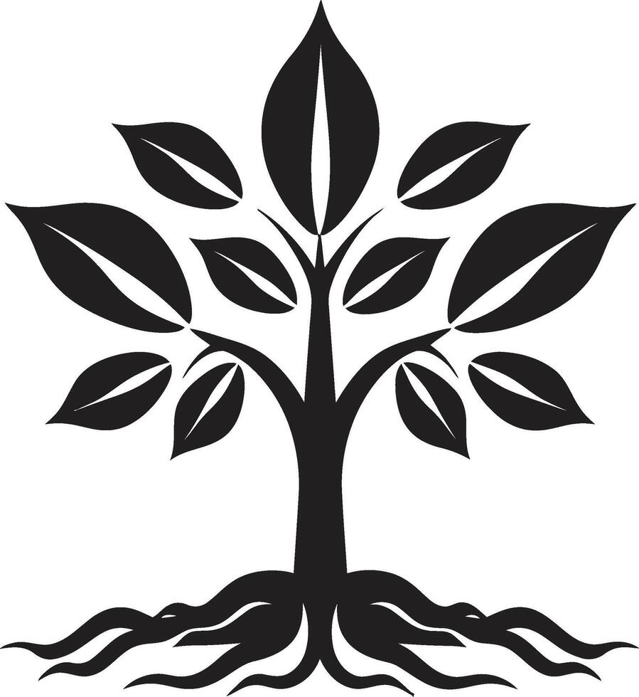 silhouetted ungt träd ikoniska vektor logotyp för träd plantage skog väktare elegant svart ikon design med träd symbol