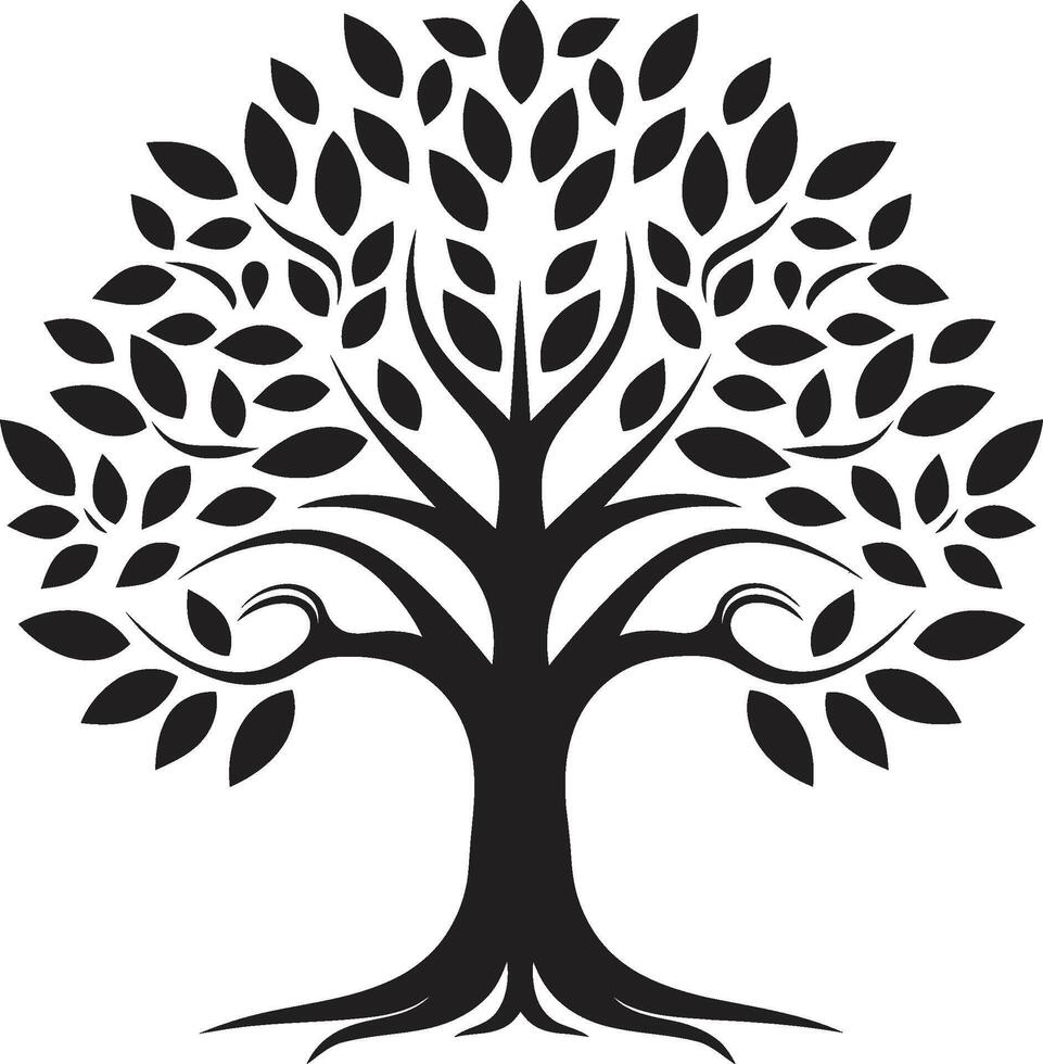 skog väktare elegant svart logotyp design med träd plantage ikon rotad elasticitet vektor symbol av träd plantage i svart