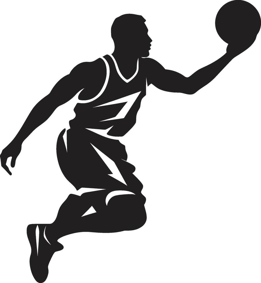 Schwere Guru Basketball Spieler Dunk Logo im Vektor Fähigkeiten zuschlagen Saga Vektor Kunst zum Eintauchen Legenden