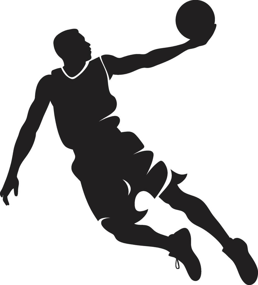 ringar horisont basketboll spelare dunka vektor i briljans mot himlen spira vektor ikon för regerande kungar av dunka