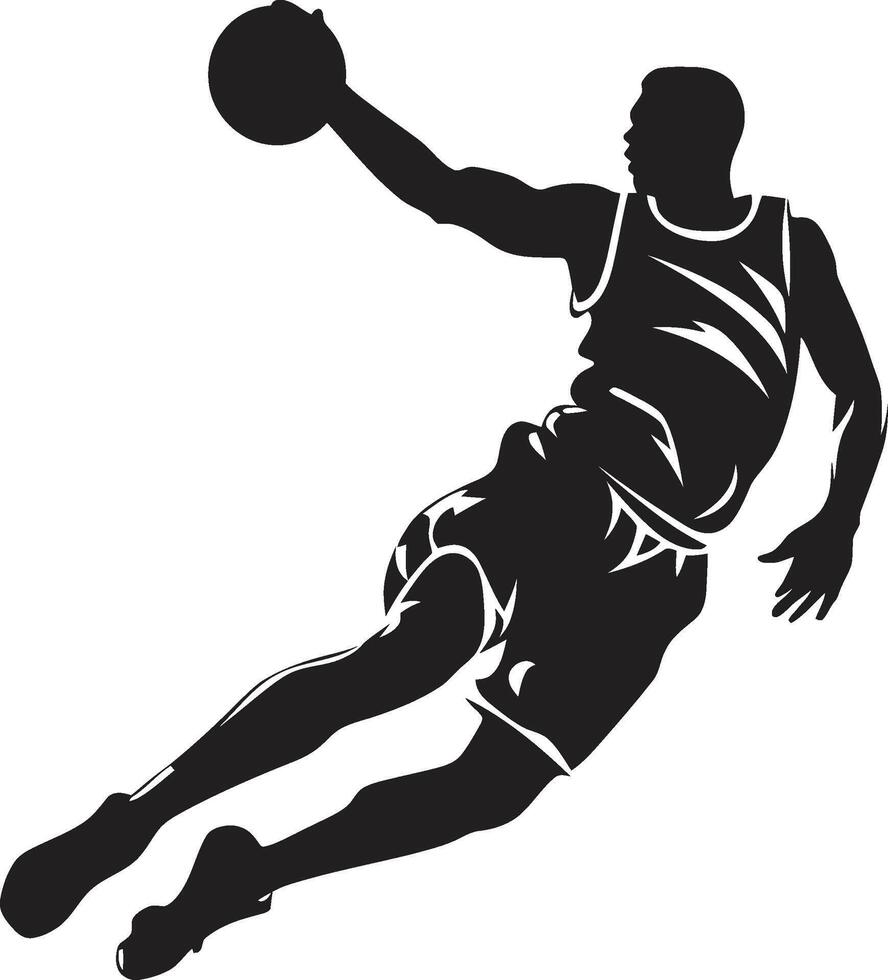 Himmel Schwall Basketball Spieler Dunk Vektor Symbol zum hochfliegend hoch zuschlagen Saga Vektor Kunst zum Eintauchen Legenden