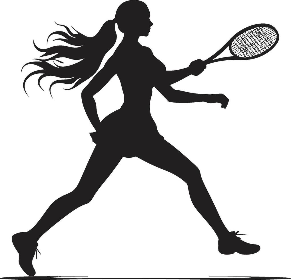 Rallye Rhapsodie Damen Tennis Vektor Symbol im Brillanz As Aura Vektor Logo zum Damen Tennis Asse