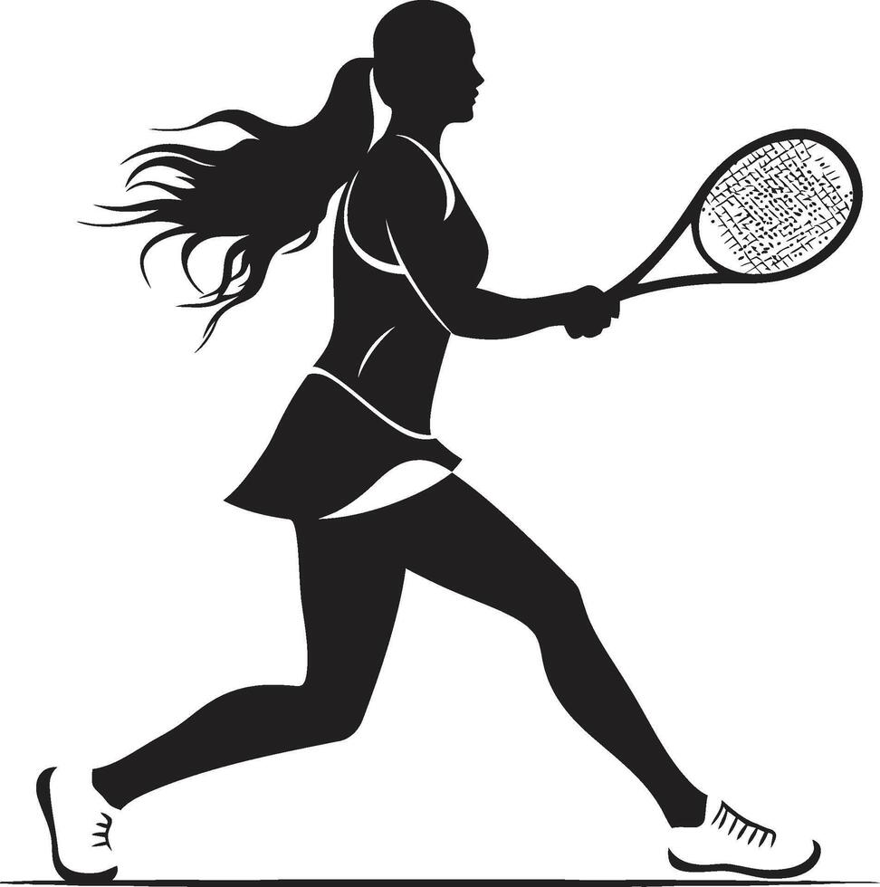 Smash Spektren weiblich Tennis Logo im dynamisch Vektor Schläger Renaissance Vektor Symbol zum Frauen Tennis Fähigkeiten