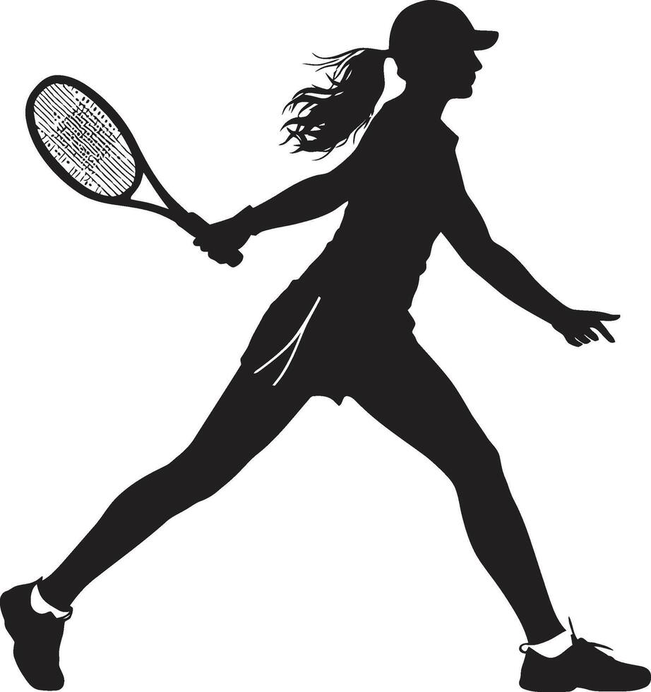 Schläger Glanz Vektor Symbol zum Frauen Tennis Sterne Smash Gelassenheit Tennis Spieler Logo im Vektor Ruhe