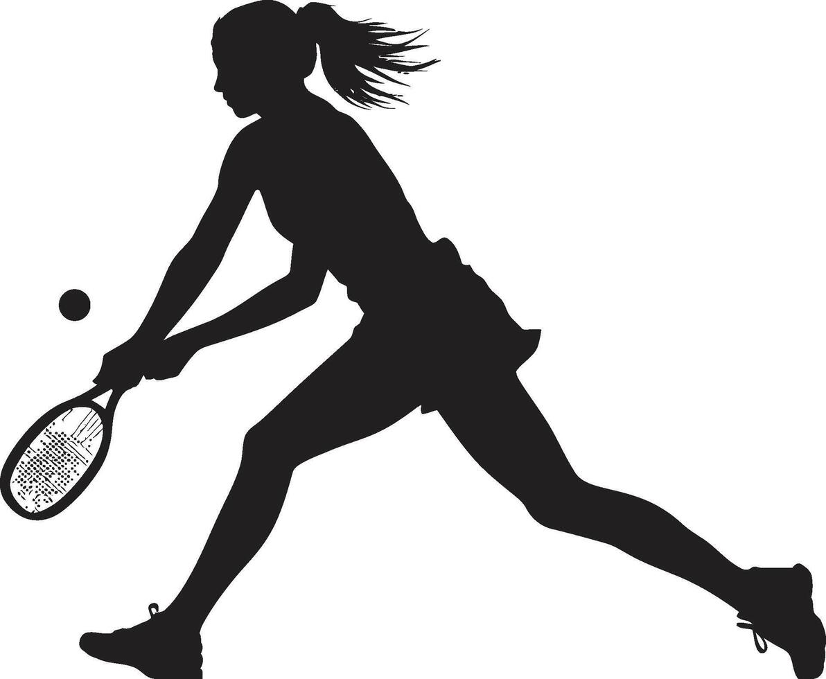 Schläger Lizenzgebühren Tennis Spieler Logo zum Frauen im Vektor dynamisch Striche Damen Tennis Vektor Logo