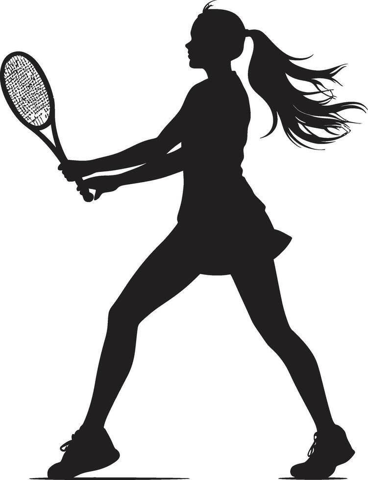 Leistung und Haltung Damen Tennis Vektor Symbol zum Meister anmutig glam Vektor Logo zum stilvoll Tennis Spieler