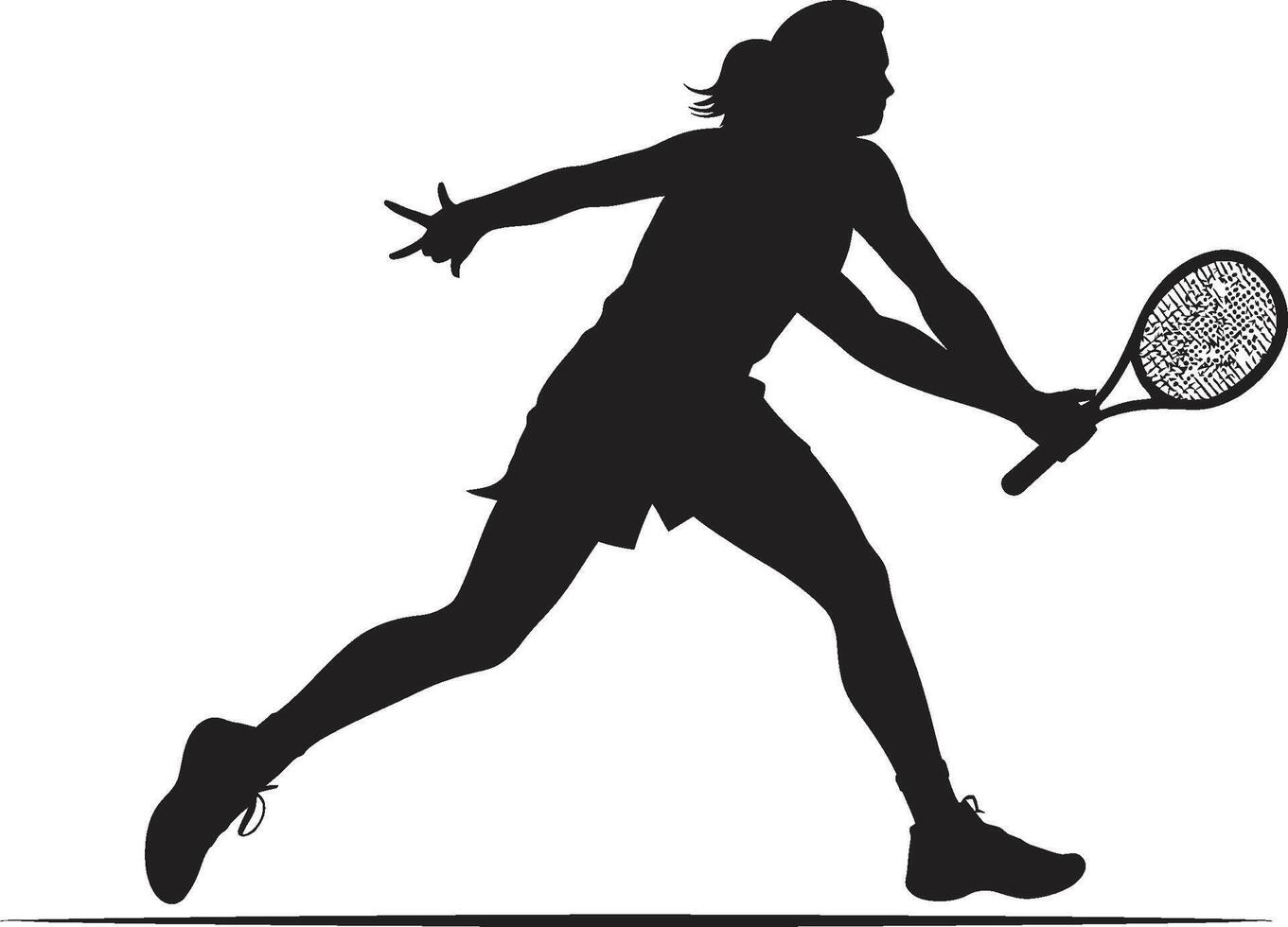 drottning av de domstol tennis spelare logotyp i vektor elegans kraft och balans kvinnor tennis vektor ikon för mästare