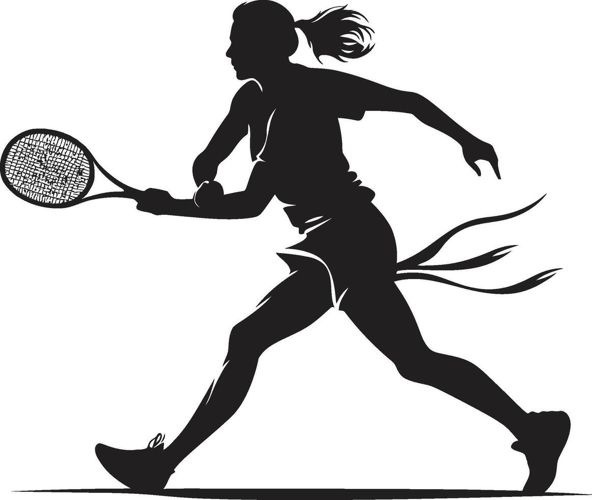 dynamisch Diva Tennis Spieler Symbol im Vektor Kunst Smash Symphonie Damen Tennis Vektor Logo im harmonisch Design