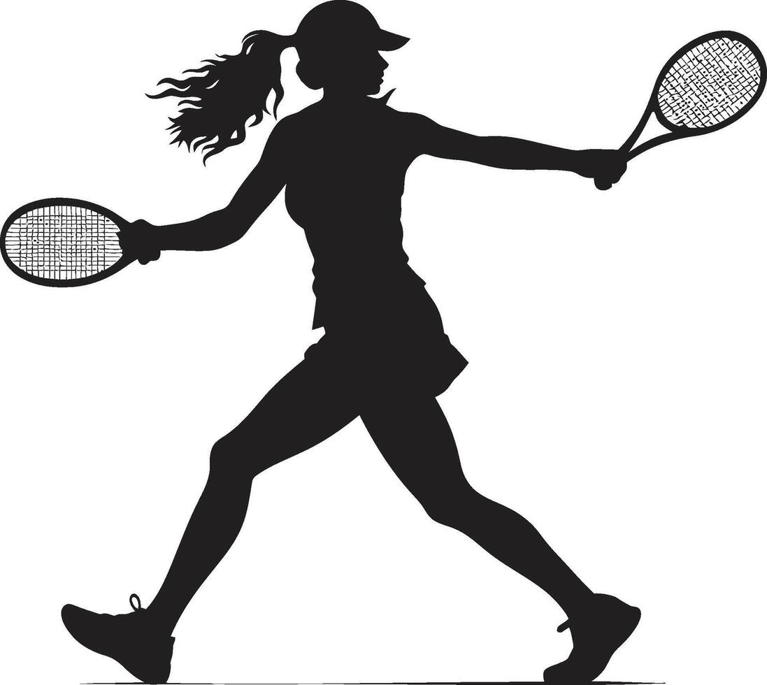 racket strålglans vektor logotyp design för kvinna tennis briljans dynamisk diva tennis spelare ikon i vektor artisteri