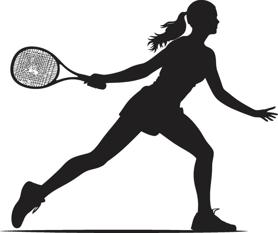 Smash Spektren elegant Tennis Spieler Logo im dynamisch Vektor Schläger Royale Vektor Symbol zum Damen Tennis Lizenzgebühren