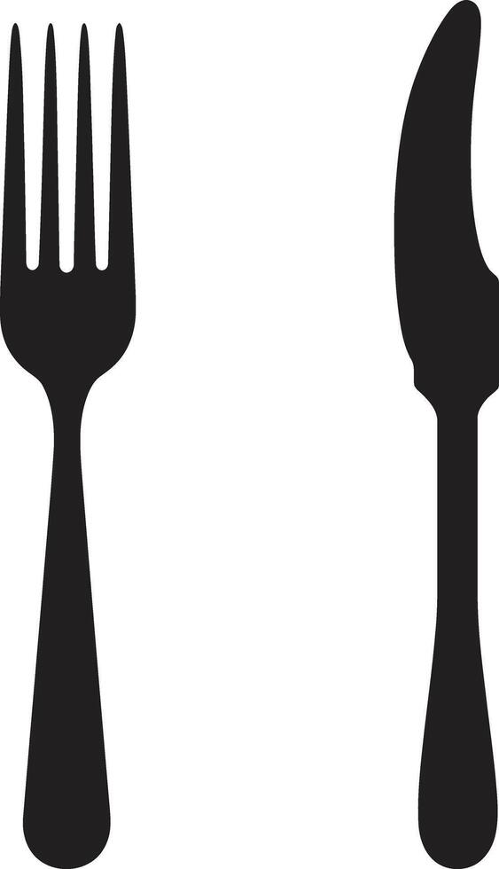 Bistro Klinge Abzeichen Gabel und Messer Symbol im stilvoll Vektor Kunst epikureisch Etikette Emblem Vektor Logo zum raffiniert Essen Symbol