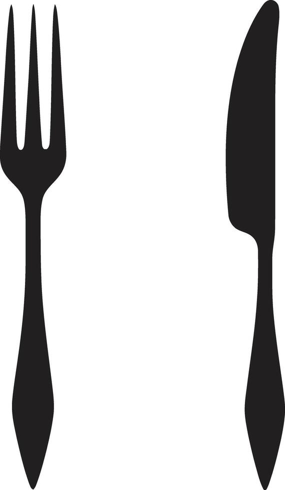 Utensil Eleganz Abzeichen Gabel und Messer Vektor Symbol zum kulinarisch Exzellenz Essen Delikatesse Insignien Vektor Logo zum raffiniert kulinarisch Symbol