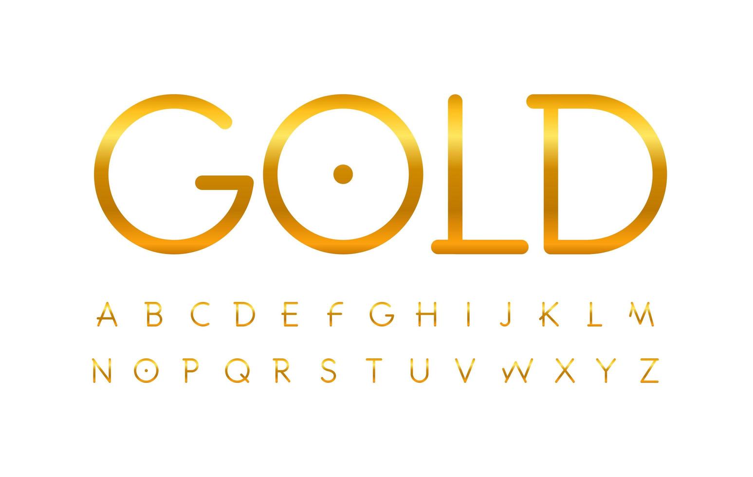 ungewöhnliche elegante dünne Linie goldene Buchstaben, goldenes Vektor-Lateinalphabet. Premium-Typografie-Design. vektor