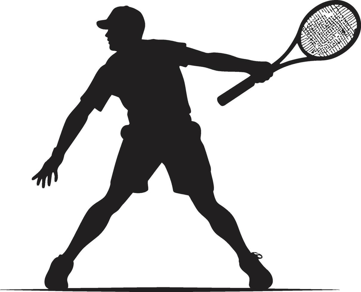 ess angripare bricka tennis spelare vektor logotyp för dominerande tjäna precision artist vapen manlig tennis spelare ikon i dynamisk utgör