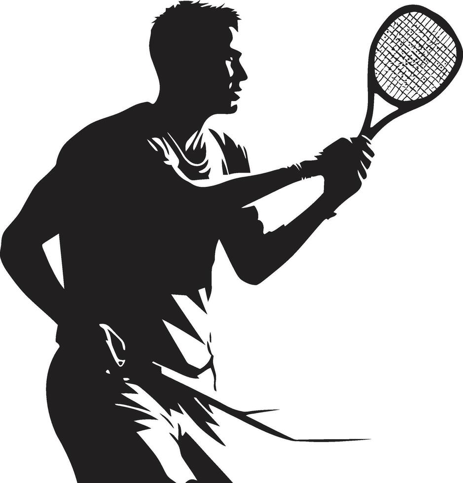 Leistung Dienen Profi Kamm männlich Tennis Spieler Logo zum As Server Sieg Geschwindigkeit Insignien Vektor Design zum gewinnen Tennis Symbol