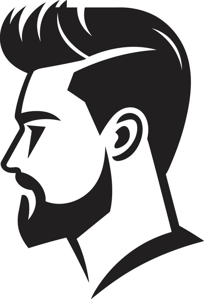 konstnärlig locka bricka manlig ansikte vektor ikon med kreativ stil snäll blick vapen vektor logotyp för elegant manlig ansikte illustration