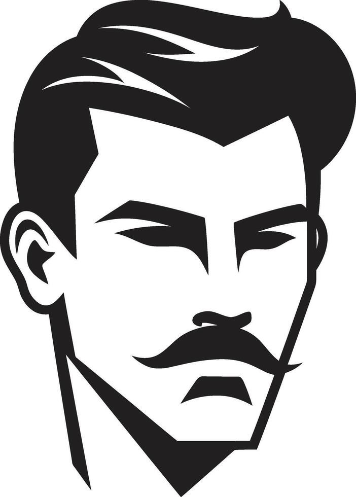snäll blick vapen vektor logotyp för elegant manlig ansikte illustration förbindlig silhuett insignier eleganta manlig ansikte ikon med slät rader