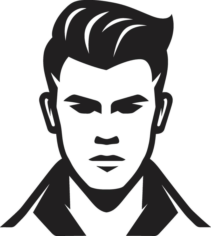 tidlös profil bricka klassisk manlig ansikte vektor ikon för bestående stil slående symmetri vapen vektor logotyp för balanserad manlig ansikte illustration
