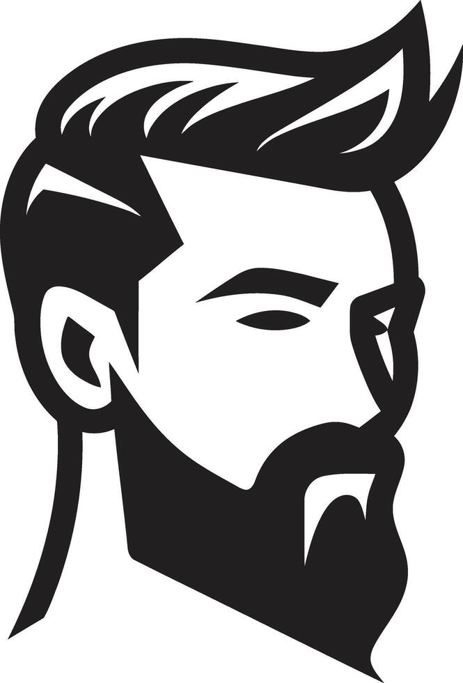 raffiniert Antlitz Insignien Vektor Logo zum anspruchsvoll männlich Gesicht Symbol heiter Silhouette Abzeichen Ruhe männlich Gesicht Vektor Design mit subtil Linien