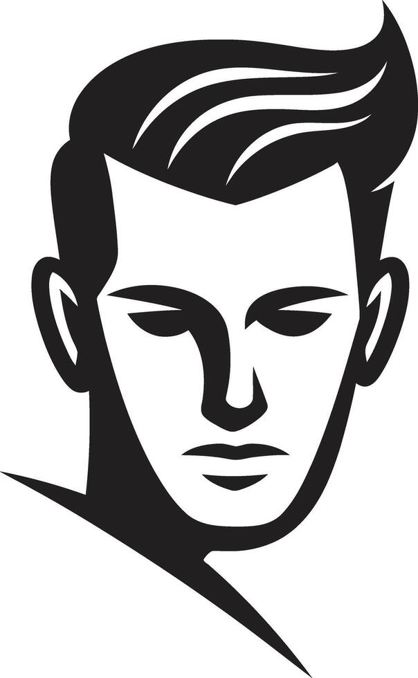 dapper uppträdande vapen modern manlig ansikte logotyp design med distinkt stil skulpterad raffinemang insignier raffinerad manlig ansikte vektor ikon för elegans