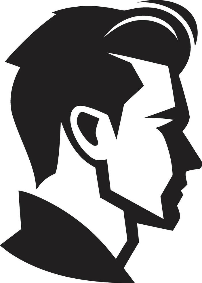 ausdrucksvoll Eleganz Kamm männlich Gesicht Symbol im künstlerisch Detail Fett gedruckt Blick Insignien Vektor Logo zum zuversichtlich männlich Gesicht Illustration