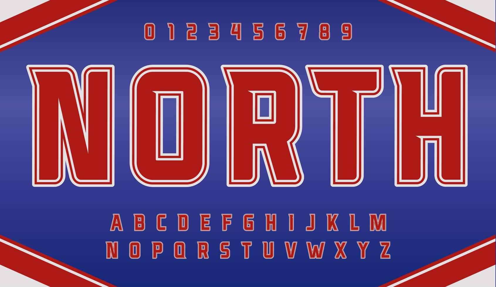 American Football-Schriftsatz, rote Höhensportschrift, Sportleruniformbuchstaben, Vektortypografie vektor