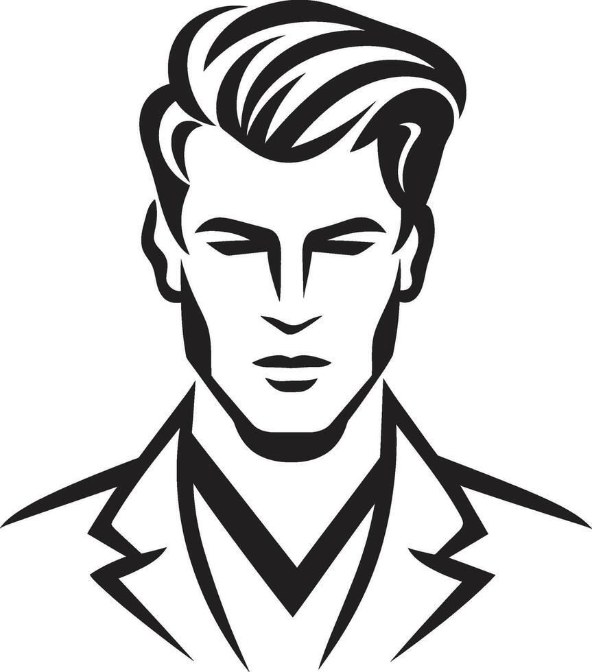 geformt Gelassenheit Kamm Vektor Design zum Ruhe männlich Gesicht Logo zeitlos Warenzeichen Insignien klassisch männlich Gesicht Vektor Symbol zum ikonisch branding