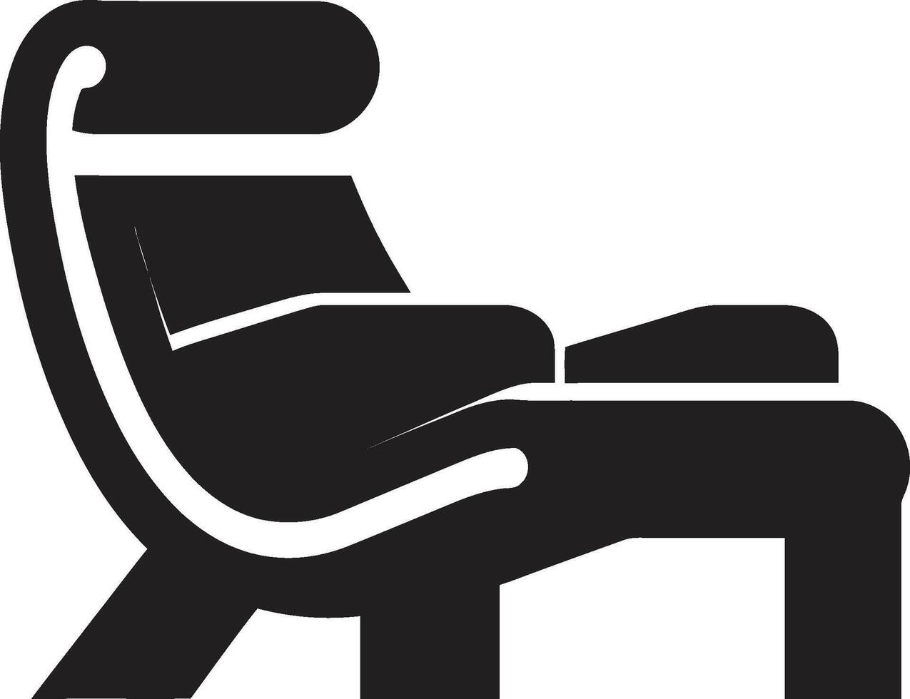 Gelassenheit Sitzplätze Insignien Vektor Logo zum modisch modern Salon Stuhl Illustration schick Komfort Kamm glatt Stuhl Vektor Symbol zum zeitgenössisch Entspannung