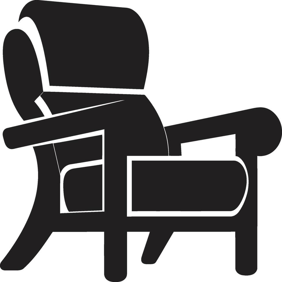 avslappning hamn insignier vektor logotyp för slutlig bekvämlighet med modern stol chic bekvämlighet vapen elegant vardagsrum stol vektor design för modern utrymmen