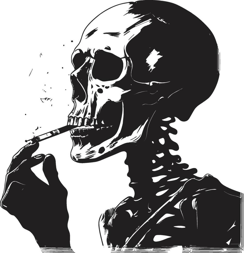 raffinerad relik vapen vektor design för elegant rökning herre ikon cigarr vardagsrum bricka rökning skelett vektor logotyp för årgång charm