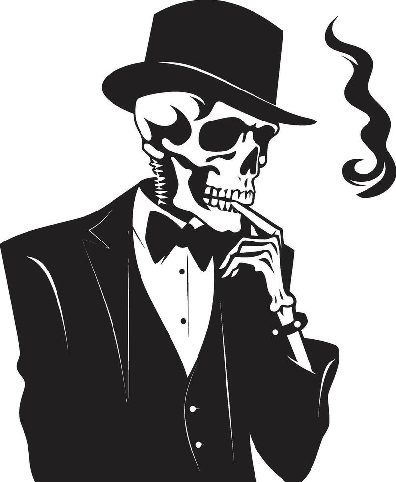 Jahrgang Mode Kamm Rauchen Skelett Vektor Logo zum stilvoll branding stilvoll Rauch brechen Abzeichen Vektor Design zum Gentleman Skelett Symbol mit klassisch Beschwerde