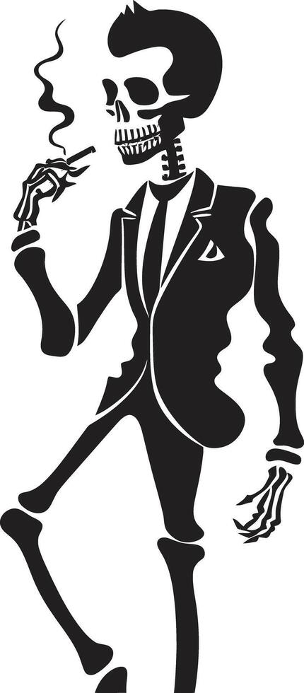 vornehm Puffer Abzeichen Vektor Design zum stilvoll Rauchen Gentleman Symbol mit Klasse raffiniert Relikt Insignien Rauchen Gentleman Skelett Vektor Logo zum Jahrgang Stimmung
