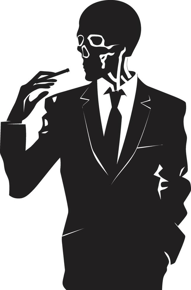 anspruchsvoll stogie Abzeichen Rauchen Gentleman Skelett Vektor Logo zum elegant branding rauchig stolzieren Insignien Vektor Design zum Gentleman Skelett Symbol mit Stil