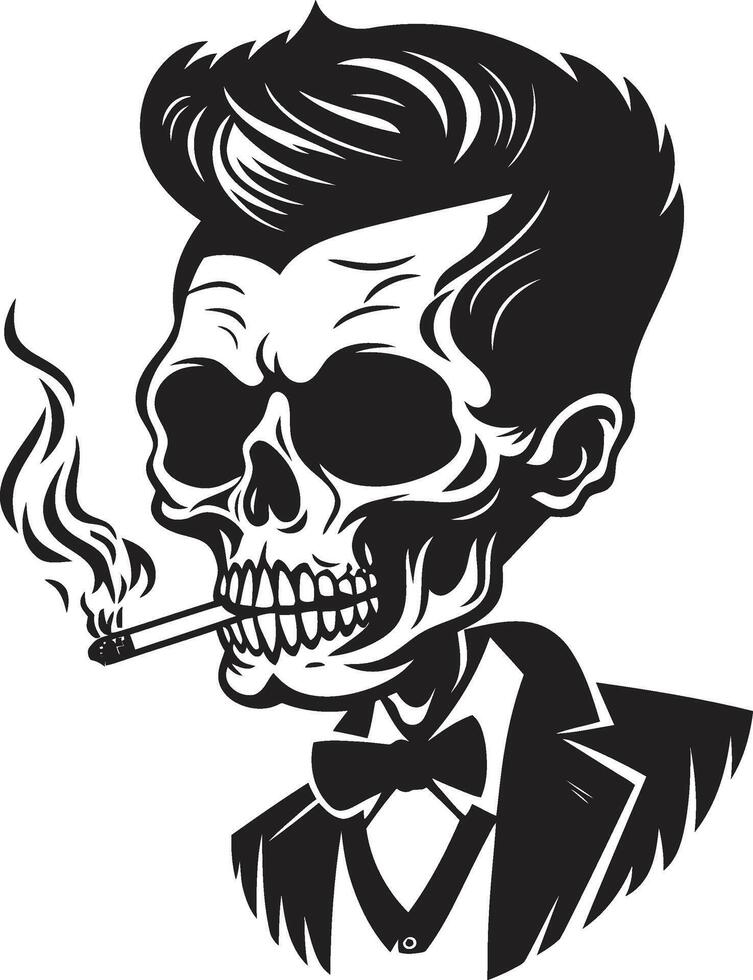 gammal värld överflöd insignier vektor design för rökning herre ikon med klassisk raffinemang tid hedrad havana vapen elegant skelett vektor logotyp för rökning herre med årgång stil