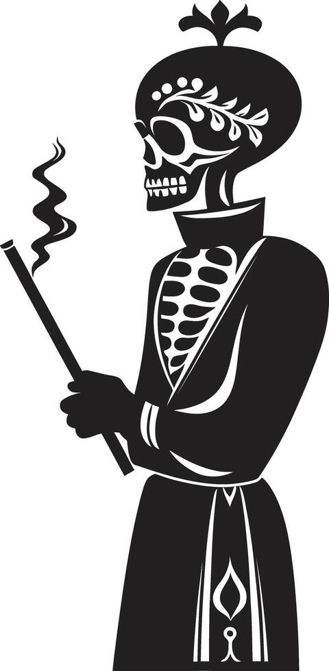 tid hedrad havana vapen elegant skelett vektor logotyp för rökning herre med årgång stil flott puffer bricka vektor design för eleganta rökning herre ikon med klass