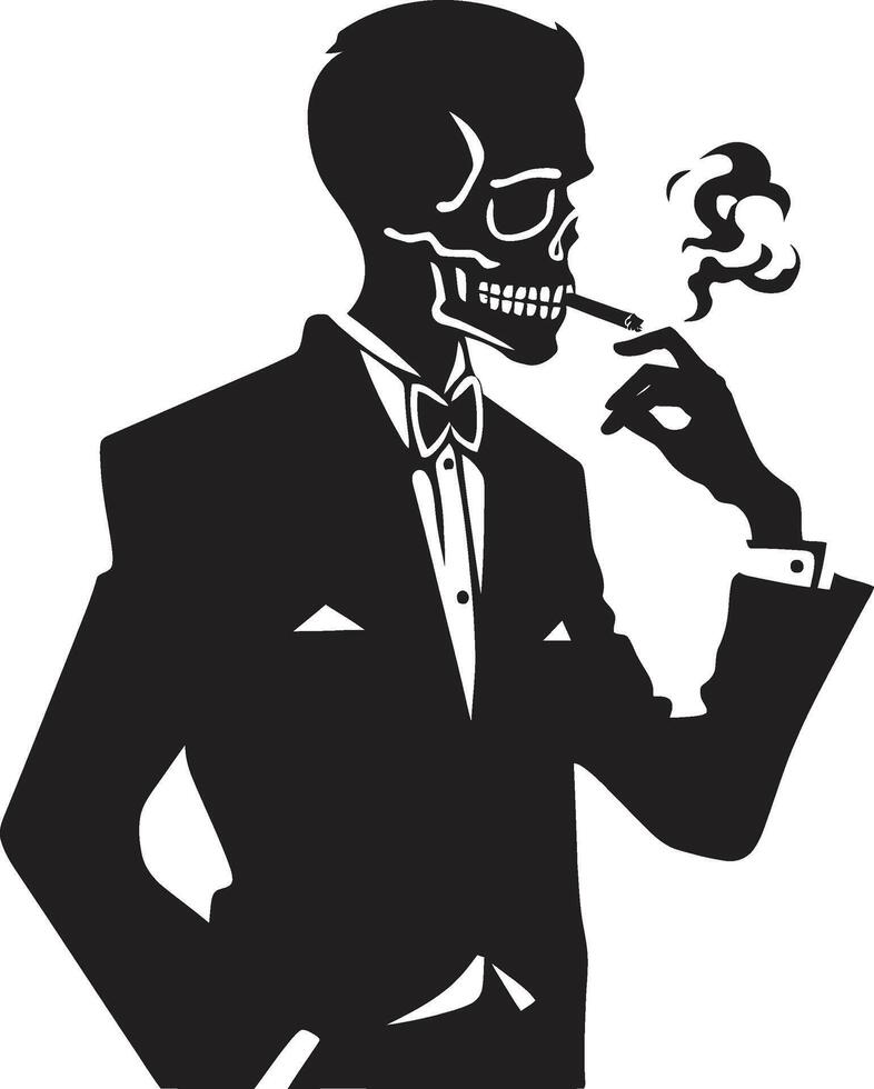 stilvoll Rauch Kamm Rauchen Skelett Vektor Logo zum ikonisch branding retro Glanz Abzeichen Vektor Design zum Rauchen Gentleman Symbol mit zeitlos Stil