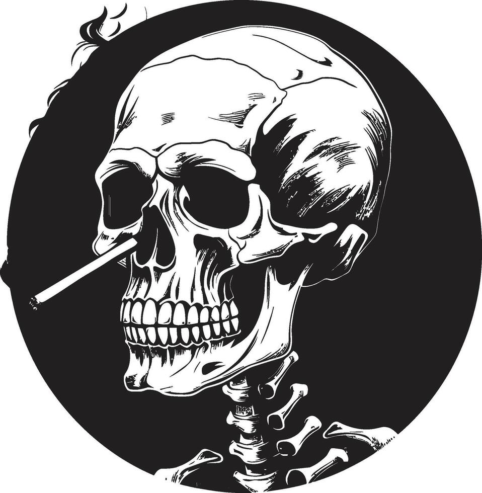 stilvoll Rauch brechen Abzeichen Vektor Design zum Gentleman Skelett Symbol mit klassisch Beschwerde Antiquität Asche Insignien Rauchen Gentleman Skelett Vektor Logo zum Jahrgang locken