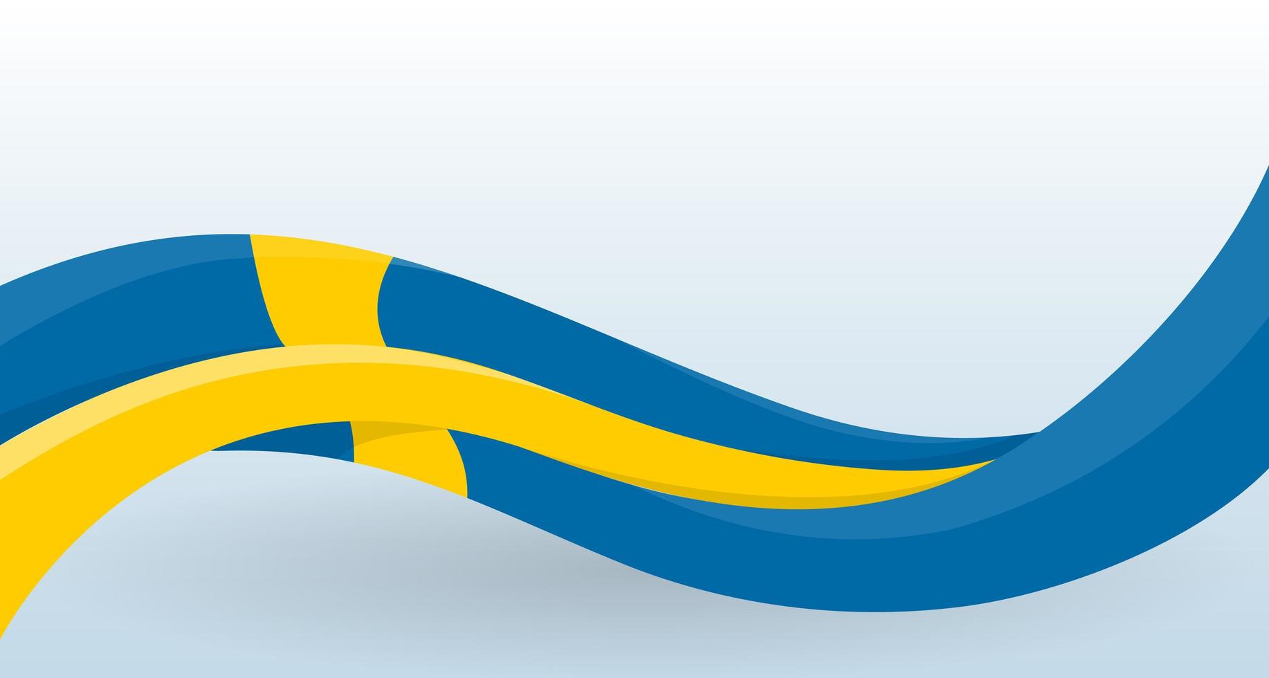 sveriges nationalflagga. viftande ovanlig form. designmall för dekoration av flygblad och kort, affisch, banderoll och logotyp. isolerade vektor illustration.