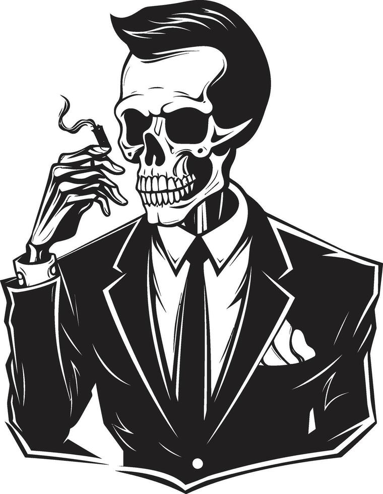 Jahrgang Laster Insignien Vektor Design zum Zigarre Rauchen Gentleman Symbol stilvoll Rauch Kamm Rauchen Skelett Vektor Logo zum ikonisch branding