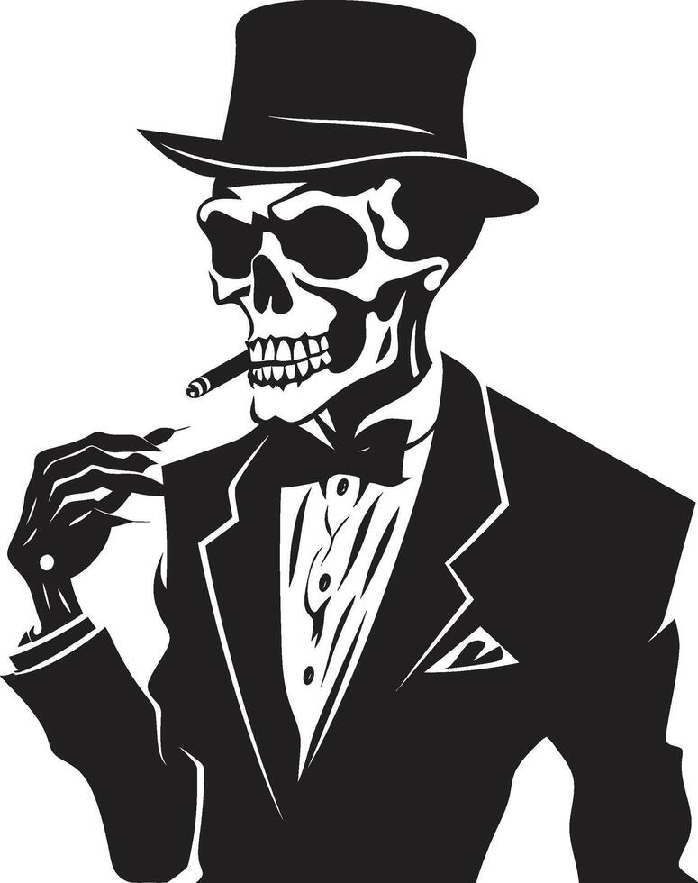 årgång ånga bricka vektor design för rökning herre ikon med retro elegans förbindlig rök ringar insignier rökning herre skelett vektor logotyp för flott branding
