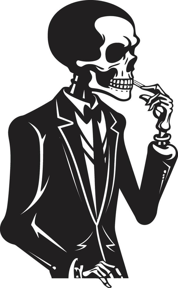 årgång modet vapen rökning skelett vektor logotyp för eleganta branding eleganta rök ha sönder bricka vektor design för herre skelett ikon med klassisk överklagande